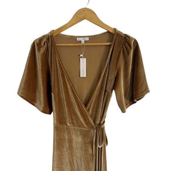 BALTIC BORN Meghan Gold Velvet Wrap Maxi Dress - Picture 5 of 11
